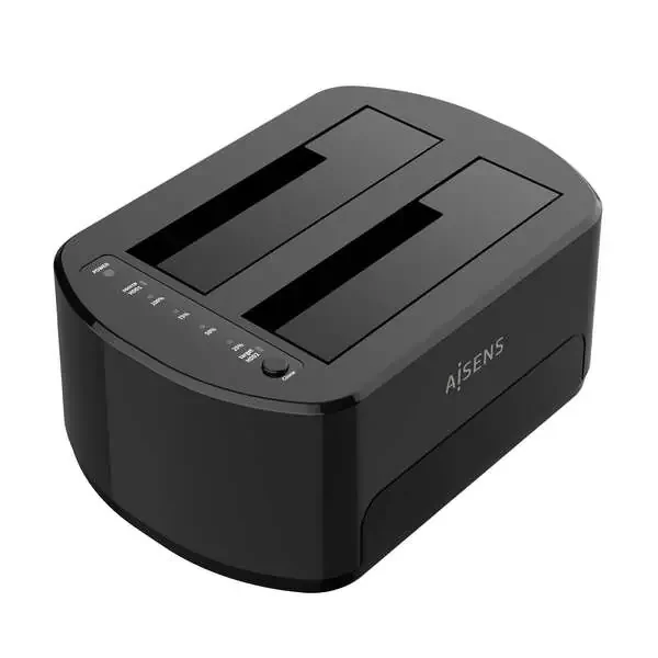 Aisens Estacion de Docking de Doble Bahia ASDS-D03B Sata 2.5/3.5 a USB 3.0/3.1 Gen1 – Clone – Color Blanco