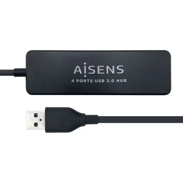 Aisens HUB USB 2.0 – Tipo A Macho a 4xTipo A Hembra – 30cm – Color Negro