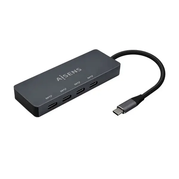 Aisens Hub USB 3.2 Gen1 5G USB-C – USB-C/M-4xUSB-C/H – 15cm – Color Gris