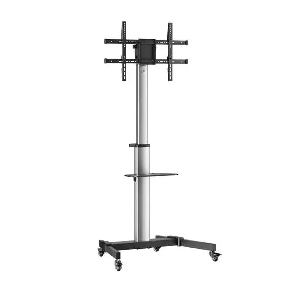 Aisens Soporte de Suelo con Rueda – Bandeja para DVD para Monitor/TV 50Kg de 37-86″ – Color Negro/Plata