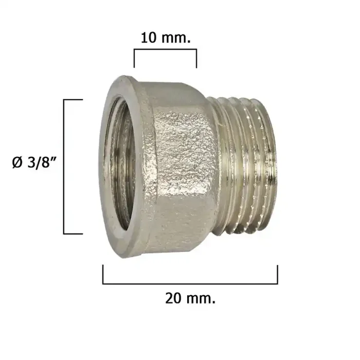 Alargadera Hexagonal Cromo 3/8×10