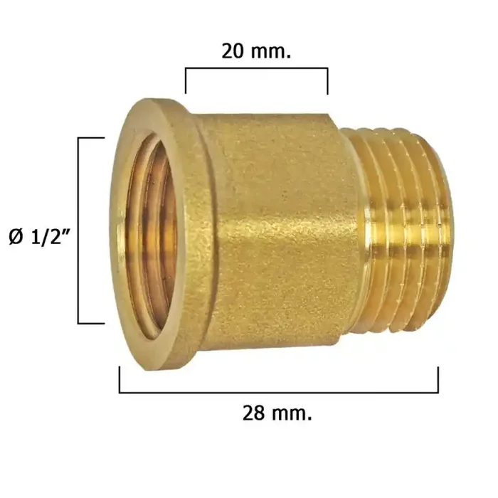 Alargadera Hexagonal Pulida 1/2×20