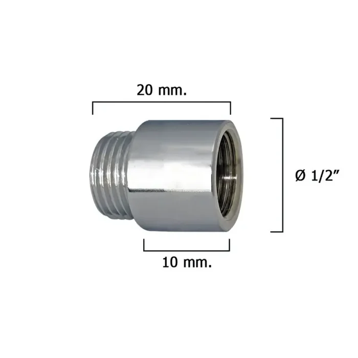Alargadera Redonda Cromo 1/2″ x 10