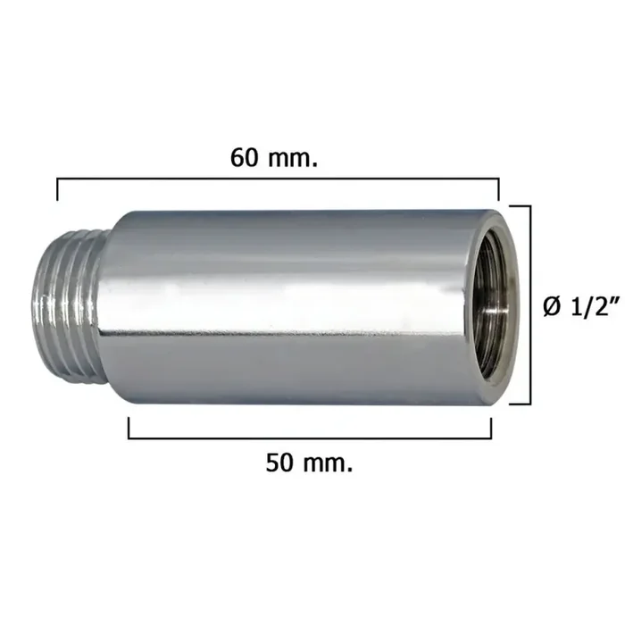 Alargadera Redonda Cromo 1/2″ x 50