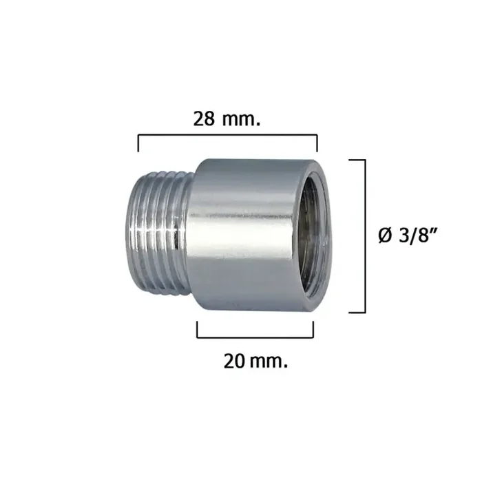 Alargadera Redonda Cromo 3/8″ x 20