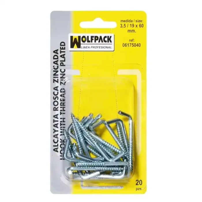 Alcayatas Rosca Zincada 4,0 / 20×70 mm. (Blíster 15 Piezas)
