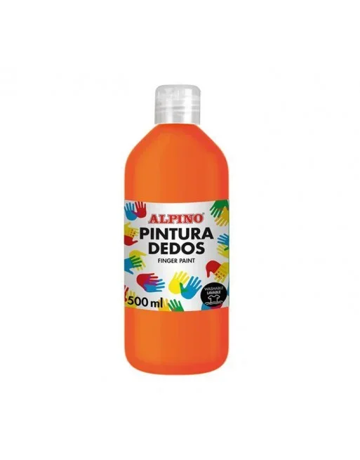 ALPINO BOTELLA PINTURA DE DEDOS 500 ML SUPER LAVABLE NARANJA – DD020071