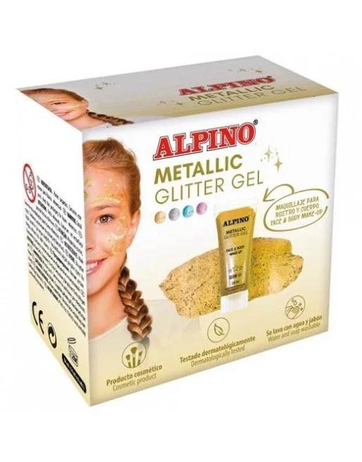 ALPINO GEL CON PURPURINA METALLIC GLITTER CAJA 6U ORO DL000612