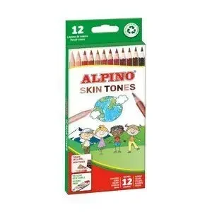 ALPINO SKIN TONES PACK DE 12 LAPICES DE COLORES HEXAGONALES – MINA DE 3MM – RESISTENTE A LA ROTURA – BANDEJA EXTRAIBLE – COLORES QUE RECREAN LOS DIFERENTES TONOS DE PIEL