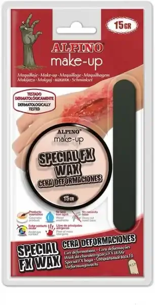 Alpino Special FX Wax Bote de Cera para Efectos de Heridas, Deformaciones, Cicatrices etc… – Contiene Espatula Aplicadora – Se Lava con Agua – Testado Dermatologicamente