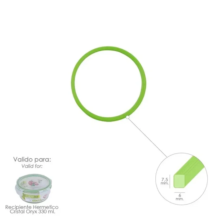 Anillo Silicona Para Recipiente Hermético Cristal Redondo 400 ml.