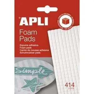 APLI ADHESIVO ESPUMA 3D PRECORTADO 5X5X3MM – FACIL APLICACION – 414 UNIDADES – BLANCO