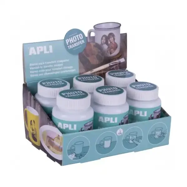 Apli Barniz Photo Transfer – Base Agua – Acabado Brillante – Ideal para Manualidades – Transferencia de Imagenes – Multi-Superficie – Incluye Instrucciones QR