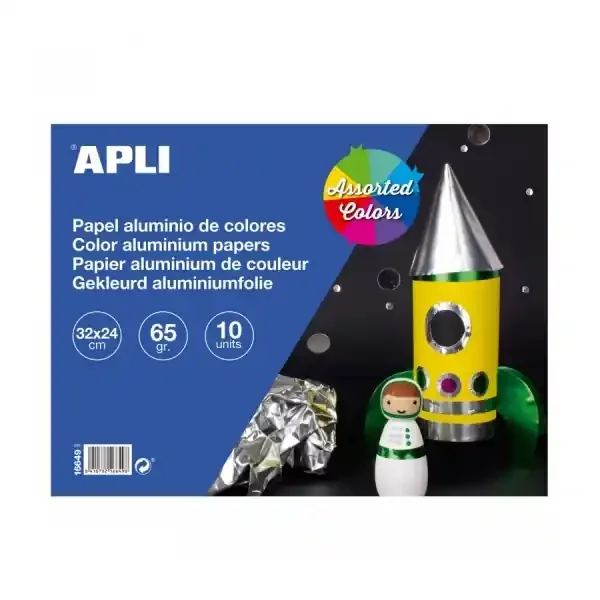Apli Bloc de Papel de Aluminio – Ideal para Manualidades y Scrapbooking – 10 Hojas – Colores Surtidos