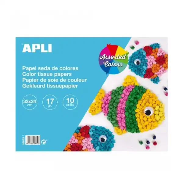 Apli Bloc de Papel de Seda – 10 Hojas – Ideal para Manualidades y Papiroflexia – Colores Surtidos