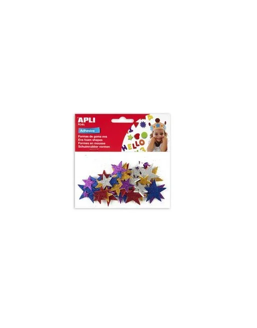 APLI BOLSA 50U ESTRELLA ADHESIVA PURPURINA GOMA EVA VARIOS TAMAÑO – 13485