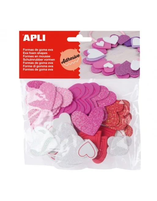 APLI BOLSA 52 CORAZONES PURPURINA GOMA EVA – 13283