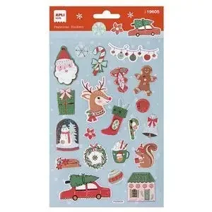 APLI BOLSA CON 22 PEGATINAS NAVIDEñAS RENO – ADHESIVO PERMANENTE – DISEñOS SURTIDOS – IDEAL PARA DECORAR REGALOS Y TARJETAS