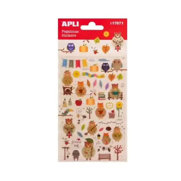 Apli Bolsa de Pegatinas de Otoño – Acabado Epoxy – Adhesivo Permanente – Ideal para Scrapbooking y Decoracion – Fomenta Creatividad y Psicomotricidad Infantil