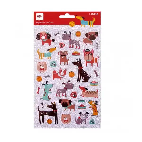 Apli Bolsa de Pegatinas de Perritos – Relieve – Detalles Metalizados – Adhesivo Permanente – Ideal para Scrapbooking y Decoracion – Estimula Creatividad y Psicomotricidad Infantil