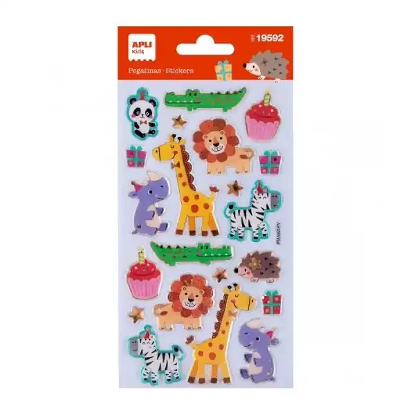 Apli Bolsa de Pegatinas Fiesta de Animales – Adhesivo Permanente – Ideal para Scrapbooking – Estimula Creatividad y Psicomotricidad Fina