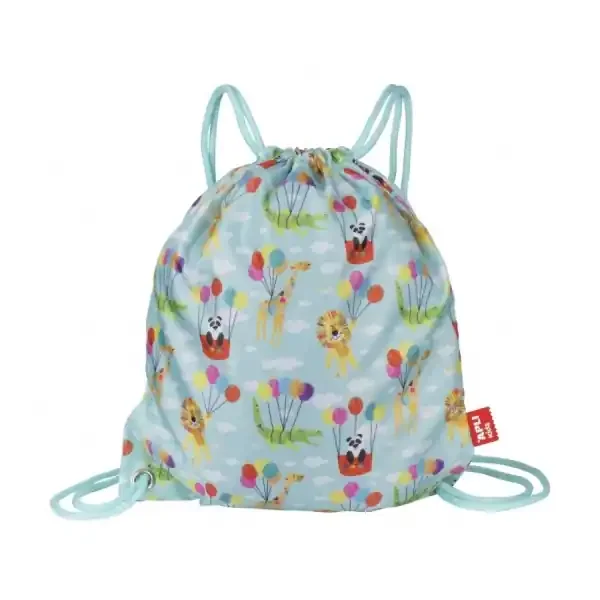 Apli Bolsa de Tela con Cierre de Cordon – Dibujos de Animales – Ideal para Guarderia, Cole o Excursiones