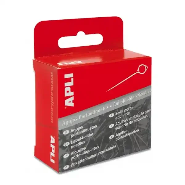 Apli Caja de 100 Agujas Porta Etiquetas Plateadas – Cabezal de Alambre Redondo – Ideal para Tiendas de Ropa y Textiles – Color Plata