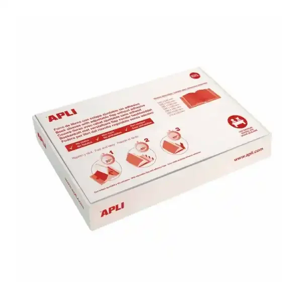 Apli Caja de 100 Fundas Transparentes de PVC con Solapa Autoajustable – Adaptables sin Corte – Eco-Friendly – Adhesivo Base Agua