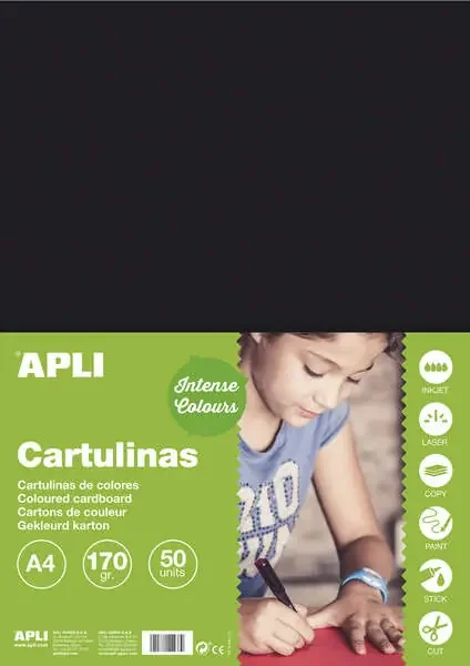 Apli Cartulina Negra A4 170g 50 Hojas