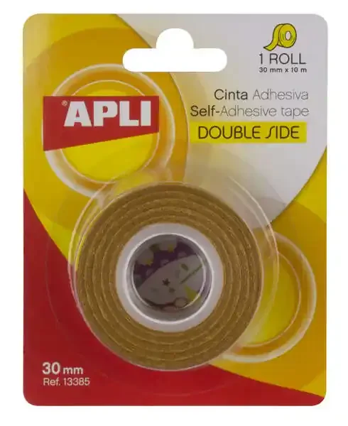 Apli Cinta Adhesiva Doble Cara 30mm x 10m – Facil de Cortar y Aplicar – Adhesion Fuerte y Duradera – Transparente Transparente