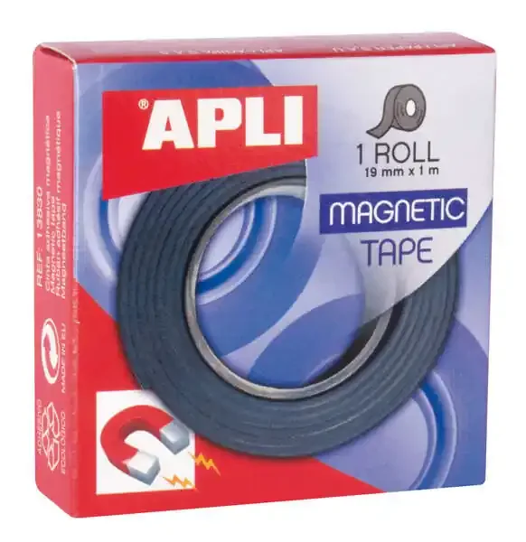 Apli Cinta Adhesiva Magnetica 19mm x 1m – Facil de Cortar y Pegar – Ideal para Manualidades y Organizacion – Negra