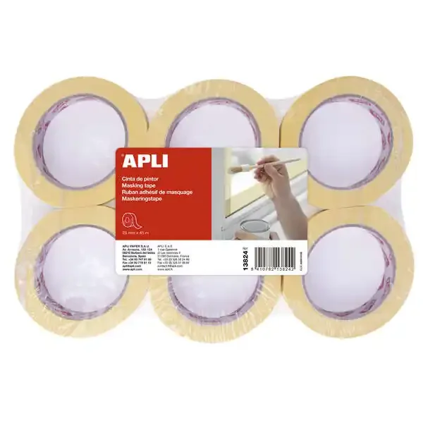 Apli Cinta Pintor 25mm x 45m – Adhesivo de Alta Resistencia – Facil de Cortar – Ideal para Pintura y Decoracion – Azul