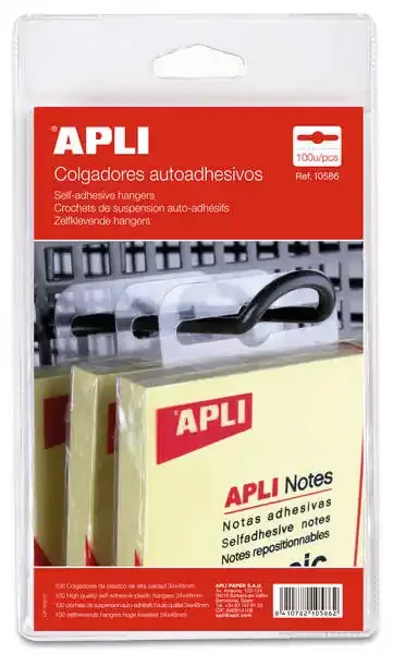 Apli Colgadores Autoadhesivos Eurohole 34x48mm – Ideal para Productos de Bajo y Medio Peso – Bolsa con 100 Unidades (5 uds)