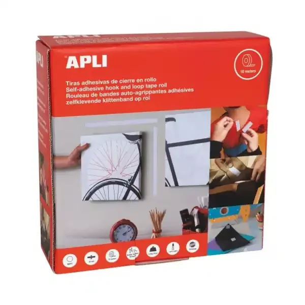 Apli Dispensador de Cinta Adhesiva Gancho Bucle – Union Segura – Reutilizable – Resistencia hasta 10 kg – Adhesivo Acrilico de Alta Calidad – Versatil y Duradera – Color Blanco