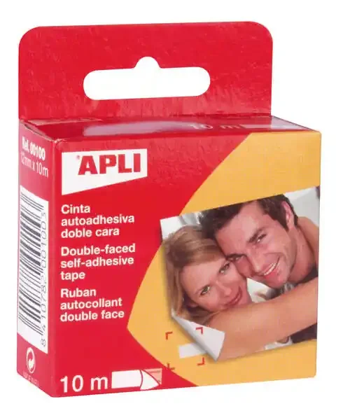 Apli Dispensador Doble Cara 12×10 – Facil Extraccion – Resistente y Duradero – Adhesion Instantanea – para Reparaciones y Trabajos Manuales – Color Transparente (20 uds)