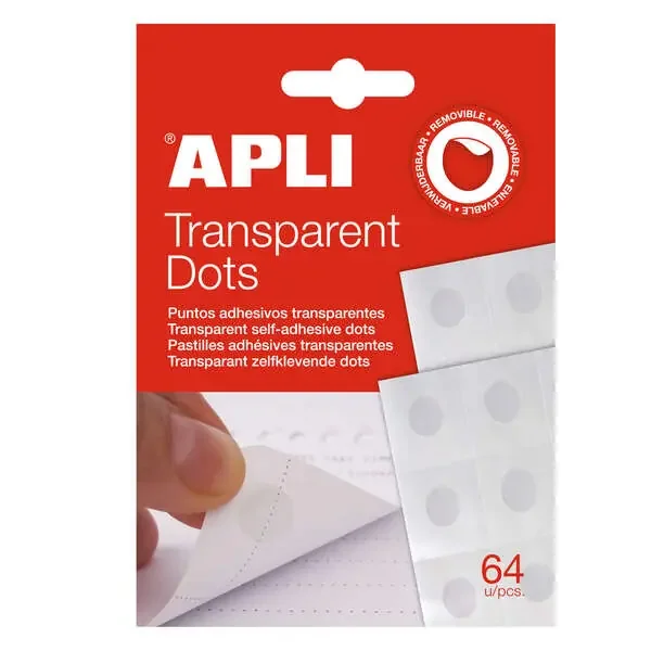 Apli Dot Puntos Adhesivos Removibles 64 U – Adhesivo Removible – Facil de Usar – Ideal para Manualidades y Oficina – Blanco