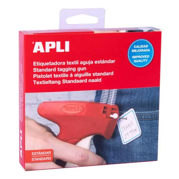 Apli Etiquetadora Textil Estandar – Incluye Tapon de Proteccion y Correa de Muñeca – Compatible con Agujas y Navetes Apli