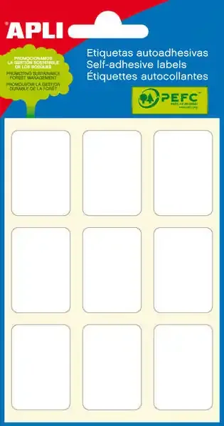 Apli Etiquetas Minibolsa Blancas 22.0 x 32.0mm 6 Hojas