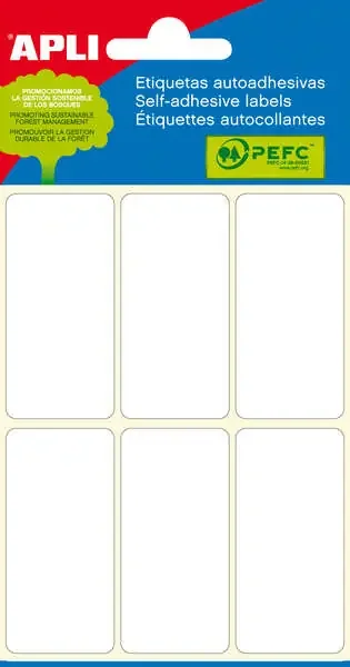 Apli Etiquetas Minibolsa Blancas 26.0 x 54.0mm 6 Hojas