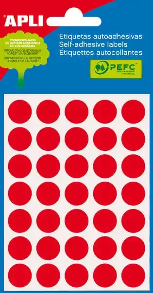 Apli Etiquetas Minibolsa Rojas Ø 13.0mm 5 Hojas