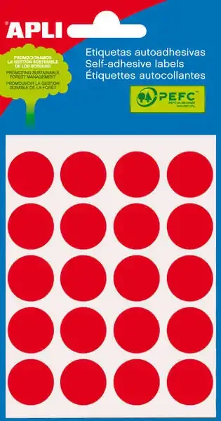 Apli Etiquetas Minibolsa Rojas Ø 19.0mm 5 Hojas