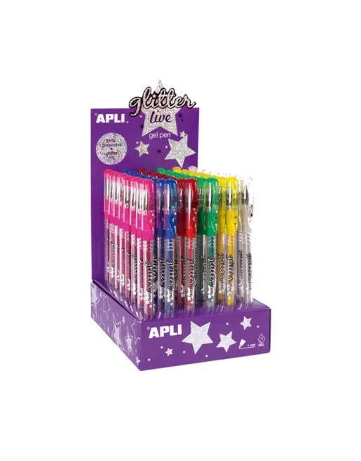 APLI EXPOSITOR 48U BOLIGRAFOS GLITTER LI VERDE SURTIDO – 15229