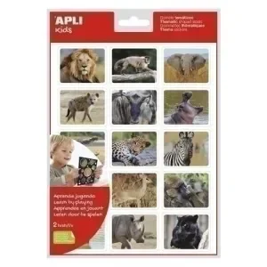 APLI GOMETS REALISTAS ANIMALES EN SU HABITAT – 30 GOMETS TEMATICOS RECTANGULARES POR BOLSA – IMAGENES REALISTAS DE ANIMALES SALVAJES – ADHESIVO REMOVIBLE