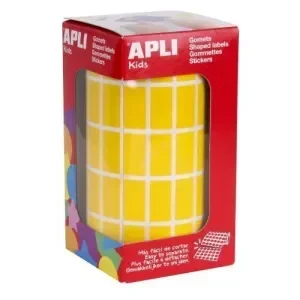 APLI GOMETS RECTANGULARES AMARILLOS – 20X10MM – 59 HOJAS PRETROQUELADAS – 3540 UNIDADES POR ROLLO – IDEAL PARA ESCUELAS Y TALLERES INFANTILES – CUMPLE NORMAS EN-71 Y FSC