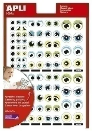 APLI GOMETS TEMATICOS CON OJOS – 312 GOMETS – IDENTIFICACION DE EMOCIONES Y EXPRESIONES – DESARROLLO DE HABILIDADES MOTORAS – ADHESIVO REMOVIBLE – ADHESIVO BASE AGUA – LIBRE DE DISOLVENTES – COLOR AZU