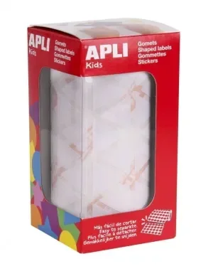 APLI GOMETS TRIANGULARES BLANCOS – 20X20X20MM – ADHESIVO PERMANENTE – 2832 GOMETS POR ROLLO – NORMAS EN-71 Y FSC – ADHESIVO BASE AGUA – LIBRE DE DISOLVENTES – ECF – 100% RECICLABLES