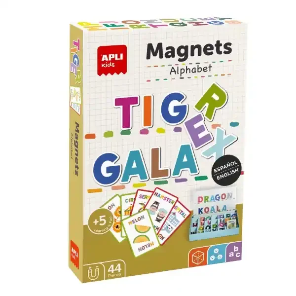 Apli Juego Magnetico El Abecedario – Introduccion a la Escritura – Incluye 44 Imanes de Letras y 15 Fichas con Ejemplos