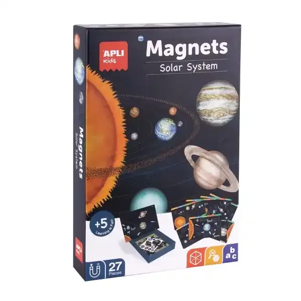 Apli Juego Magnetico El Sistema Solar – Introduccion al Sistema Solar, Fases Lunares, Estaciones y Constelaciones – Incluye 27 Imanes de Letras y 7 Fichas con Ejemplos