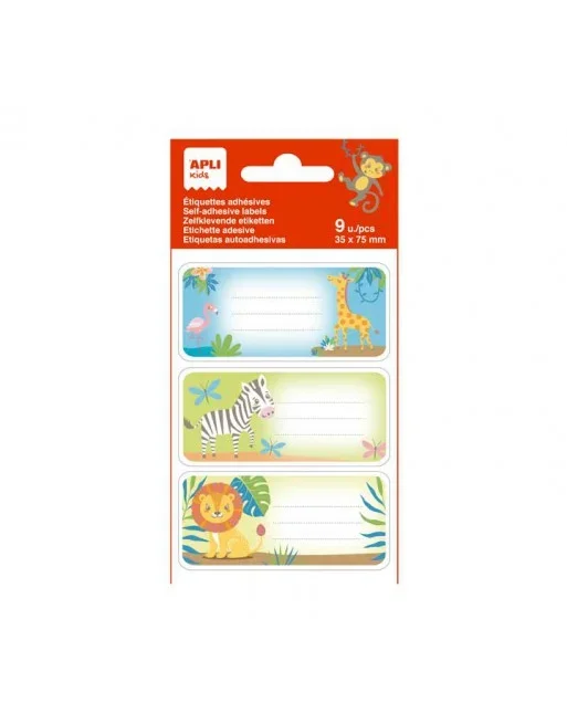 APLI KIDS BOLSA 9 ETIQUETAS ESCOLAR KIDS SABANA 75X35MM 19018