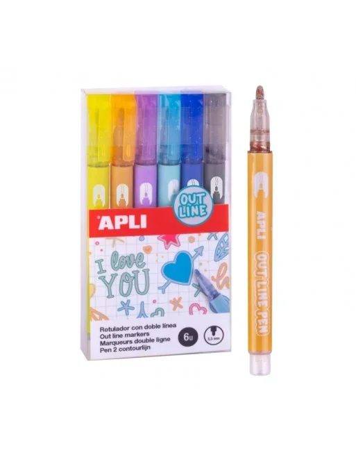 APLI KIDS ESTUCHE 6 ROTULADORES DOBLE LINEAS COLORES SURTIDO 18931